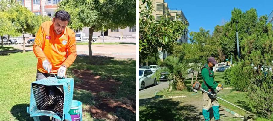 Haliliye Belediyesi’nden ilçe genelinde park ve yeşil alan bakımı